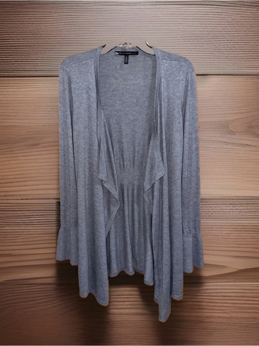 White House Black Market Light Gray Draped Open-Front Cardigan-M-EC